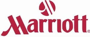 A red logo of marriot hotel with the word " marrion ".