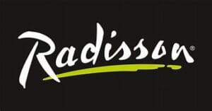 A black and white logo of radisson.